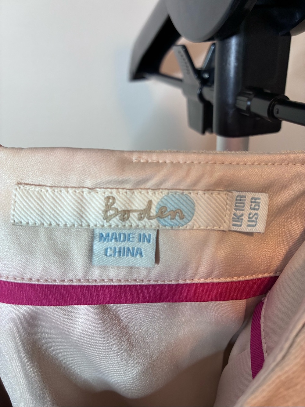 Boden Pink Embroidered Diamond Skirt Linen Look Cotton Size US 10 UK 14 - Picture 4 of 9